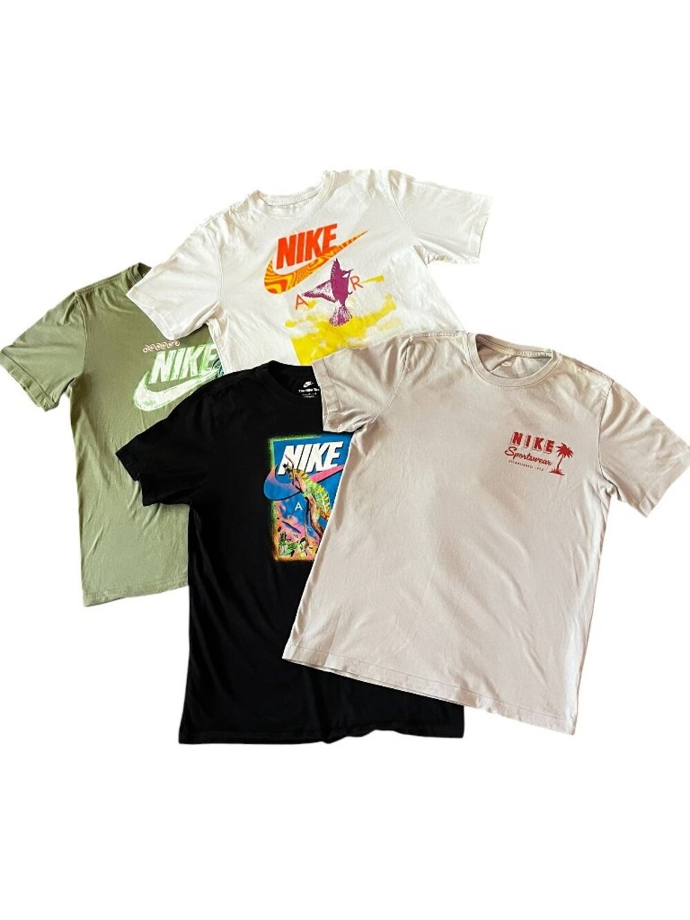 Nike Graphic Tee Bundle x4 M Tropical Sportswear Green Black White 🌴